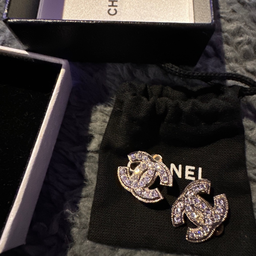 Authentic Chanel crystal clip earrings